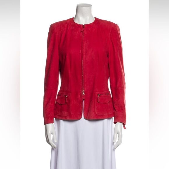 Escada Goat Leather Evening Jacket Red sz 38 US 8 - Picture 1 of 16